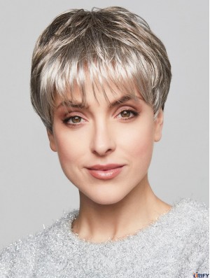 4 Zoll Cropped Gerade Blonde Modische Spitze Front Perücken