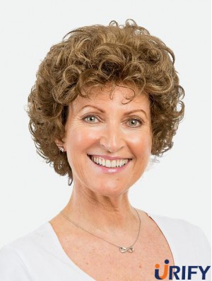 8-Zoll Monofilament Synthetische Kurze Braun Lockige Erstaunliche Bob Frauen Perücken
