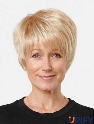 Blonde synthetische kurze gerade 8inch erschwingliche Spitze Front Perücken