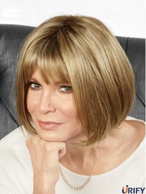Durable Blonde Synthetische Gerade Durable Medium Perücken Für Frauen