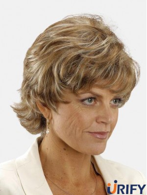 Kurze Monofilament Blonde 8 Zoll synthetische Perücken