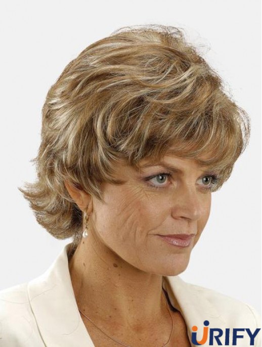 Kurze Monofilament Blonde 8 Zoll synthetische Perücken