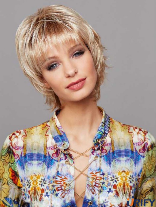 Kurze Gerade Blonde Bessere Spitze Perücken