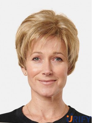 Gerade 8 Zoll Monofilament Synthetische Blonde Kurze Mode Spitze Perücken