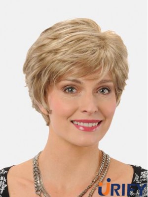 Gerade 8 Zoll Synthetische Blonde Kurze Hohe Qualität Spitze Perücke