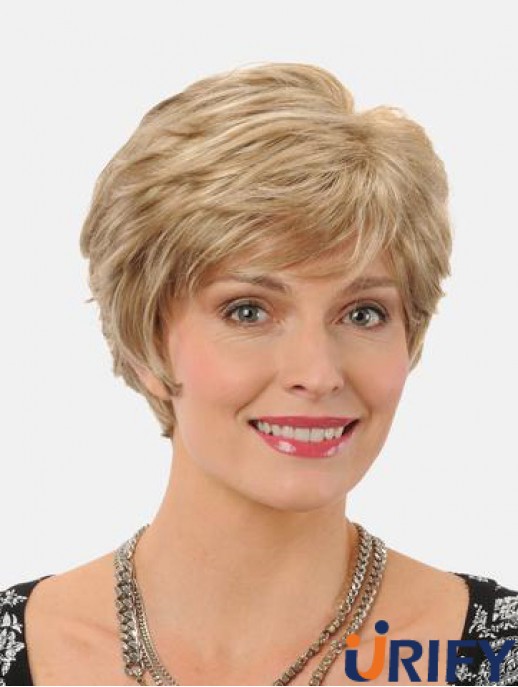 Gerade 8 Zoll Synthetische Blonde Kurze Hohe Qualität Spitze Perücke
