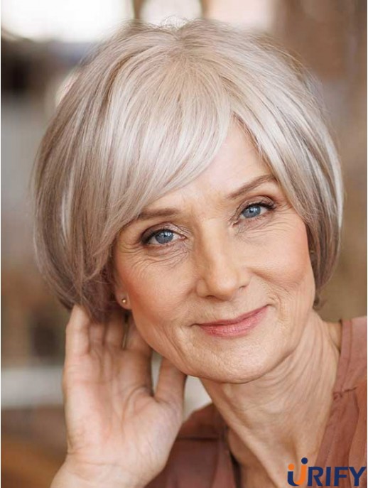 Gerade Spitze Front Weiß Kinnlänge Synthetische Unglaubliche Bob Frisuren