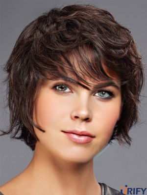 Perücken zum Verkauf Braun Cropped Wellige Boycuts
