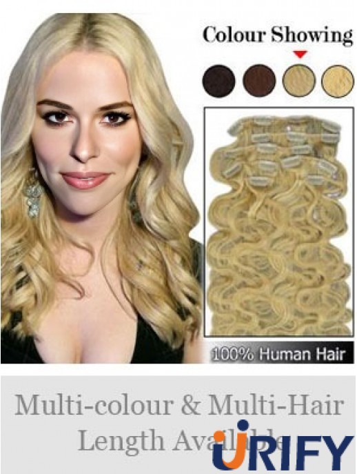 Designed Blonde Wavy Remy Echthaar-Clip in Haarverlängerungen