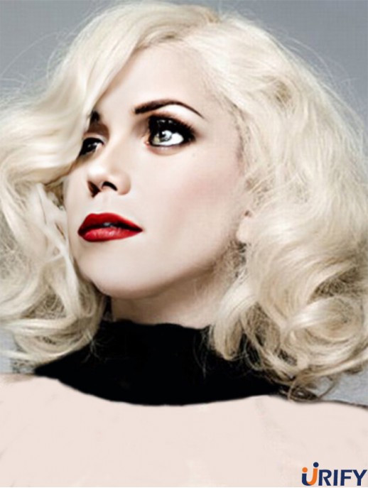 14  inchsynthetische kappenlose geschichtete geschweifte Schulter Lady Gaga Perücken