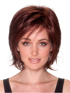Gerade Kinnlänge Auburn 10  inchCapless Natural Bob Perücken