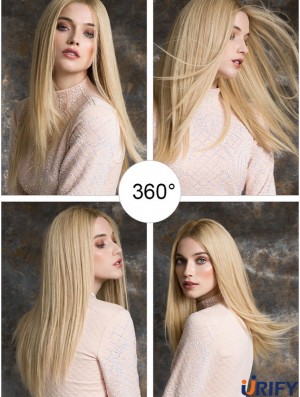 Monotop Echthaar Perücken Länge Gerade Stil Blonde Farbe
