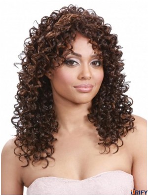 Curly Indian Remy Hair Brown Lange Flexibilität 3/4 Perücken