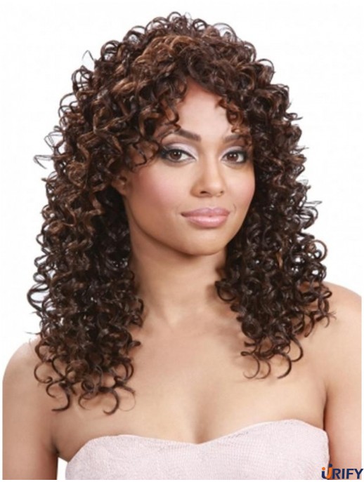 Curly Indian Remy Hair Brown Lange Flexibilität 3/4 Perücken