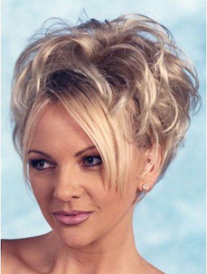 Curly Synthetic Blonde Short Fashion 3/4 Perücken