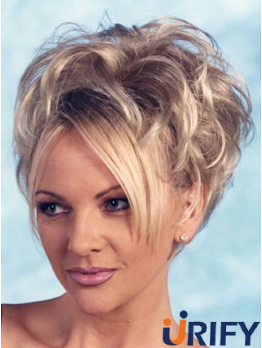 Curly Synthetic Blonde Short Fashion 3/4 Perücken