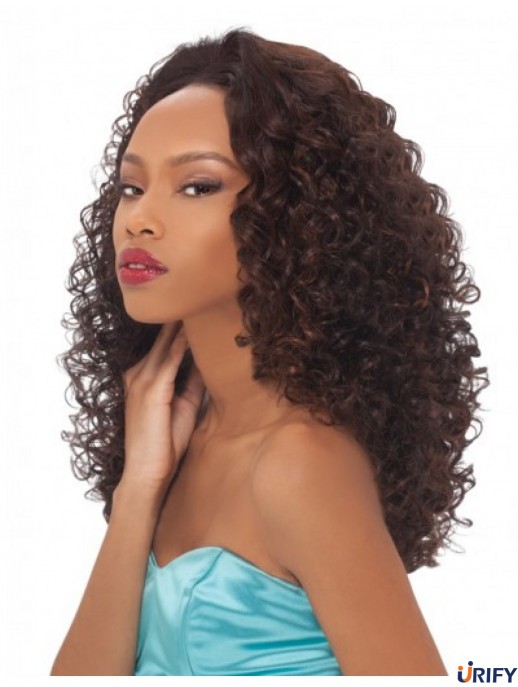 Curly Brazilian Remy Hair Brown Lange Trendy 3/4 Perücken