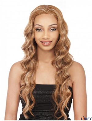 Welliges brasilianisches Remy Haar Blond Lange Weiche 3/4 Perücken