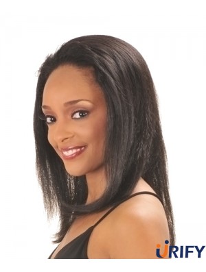 Capless Black Straight Long Indian Remy Echthaar halbe Perücke