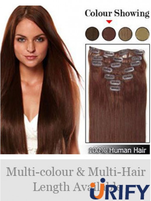 Frisuren Auburn Straight Remy Echthaarspange in Haarverlängerungen