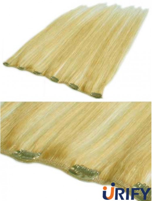 Erschwingliche Blonde Straight Remy Echthaarspange in Haarverlängerungen