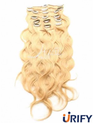 Ideal Blonde Curly Remy Echthaarspange in Haarverlängerungen