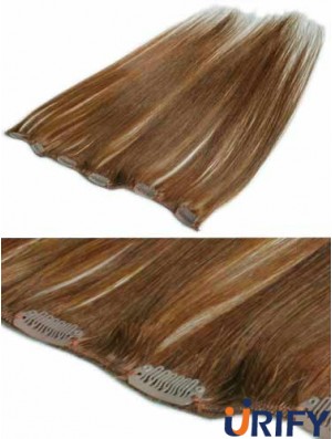 Komfortable Brown Straight Remy Echthaarspange in Haarverlängerungen