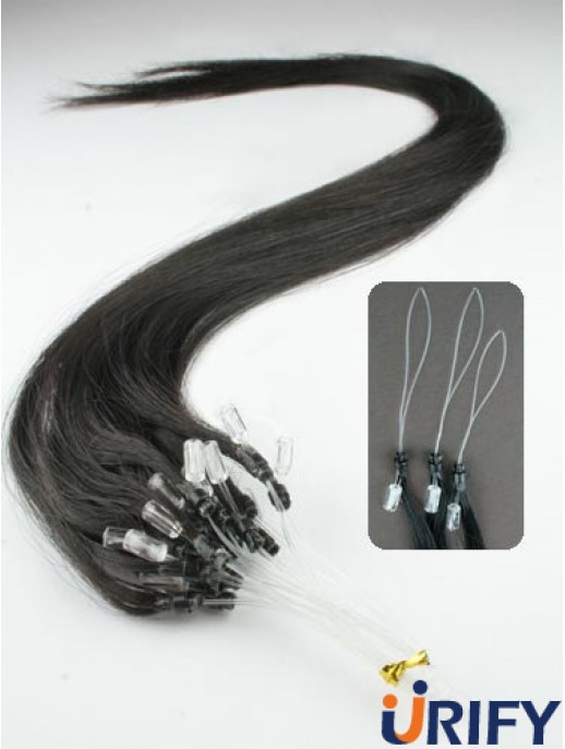 Praktische schwarze gerade Micro Loop Ring Haarverlängerungen