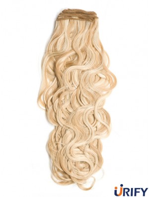 Curly Remy Echthaar Blond Stilvolle Schussverlängerungen