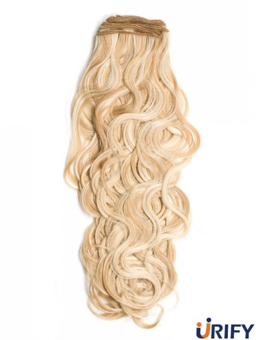 Curly Remy Echthaar Blond Stilvolle Schussverlängerungen