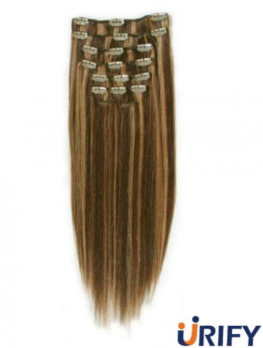Mode Brown Straight Remy Echthaarspange in Haarverlängerungen