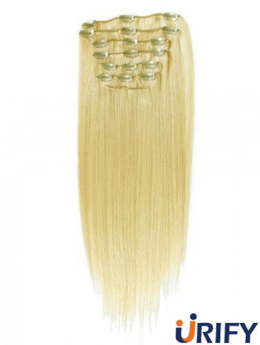 Style Blonde Straight Remy Echthaarspange in Haarverlängerungen