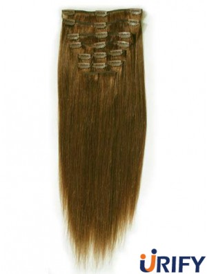 Ideal Brown Straight Remy Echthaarspange in Haarverlängerungen
