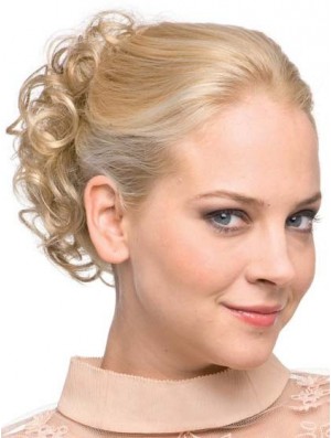 Wickeln Sie um Pony Hairpeice mit synthetischer blonder Farbe