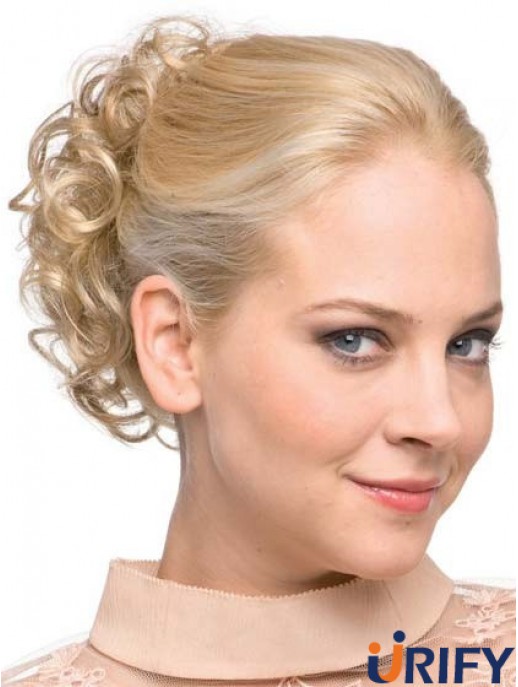 Wickeln Sie um Pony Hairpeice mit synthetischer blonder Farbe