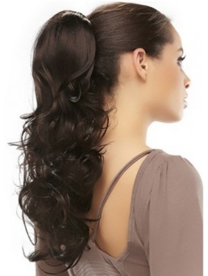 Clip On Pferdeschwänze Braun Farbe Long Length Wavy Style