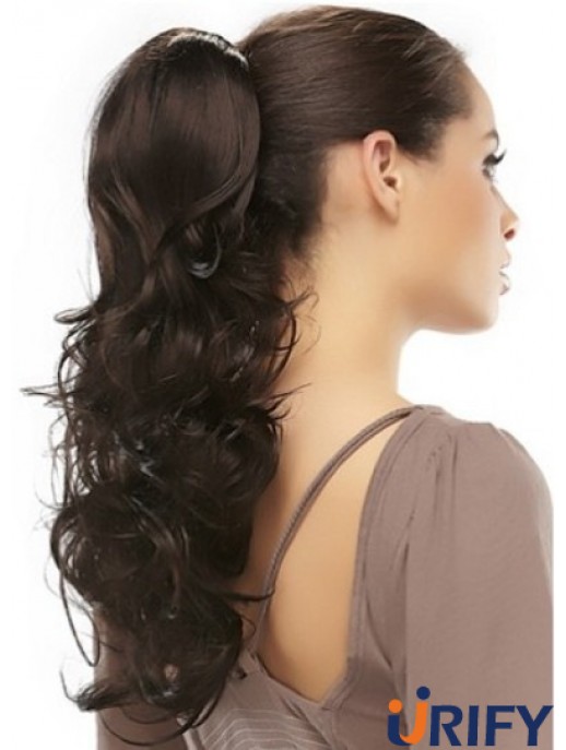 Clip On Pferdeschwänze Braun Farbe Long Length Wavy Style