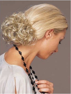 Idealer blonder lockiger synthetischer Clip in Haarteilen