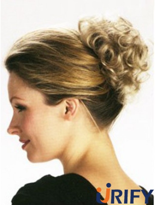 Stil Blonde Curly Synthetic Clip In Haarteilen