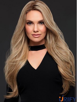 Gute Blonde Lange Gewellte Echthaar Perücken