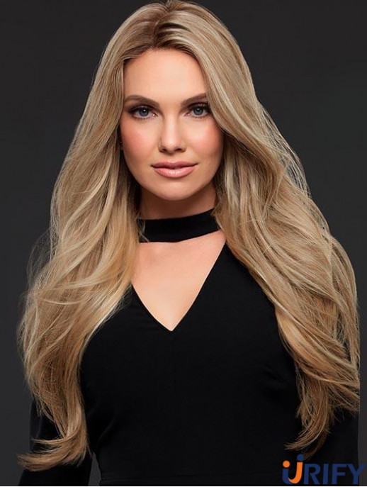 Gute Blonde Lange Gewellte Echthaar Perücken