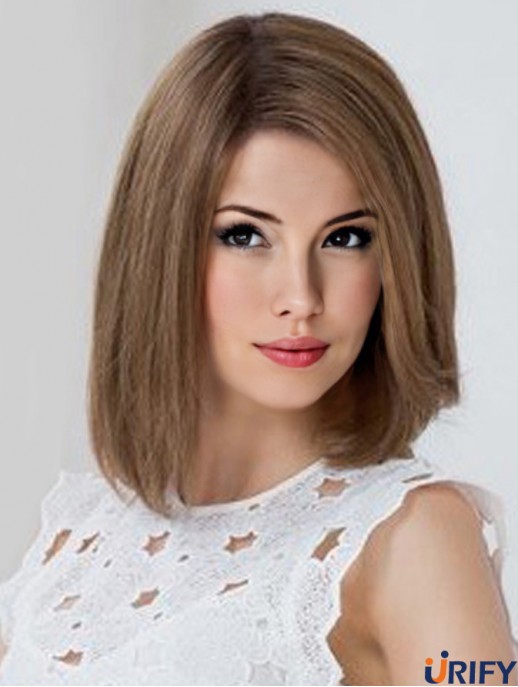 12 Zoll schulterlange New Brown Remy Echthaar Bob Perücken