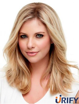 Echthaar Wellige Blondine Mit Monofilament Blonde Farbe Schulterlänge