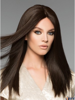 16 Zoll lange Monofilament Black Remy Haar Perücken