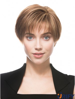 Monofilament Human 100% handgebundene Boycuts Short Length Straight Style