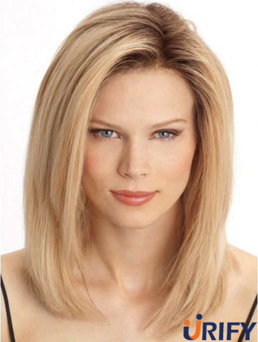 Günstige Monofilament Echthaar Perücken Verkauf Blonde Farbe Schulterlänge