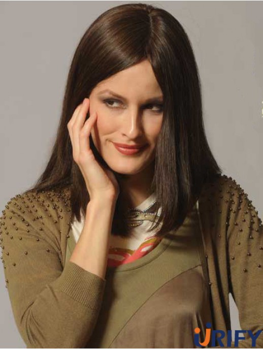 Glattes Haar Menschliche Perücken Lange Länge Gerade Stil Braune Farbe