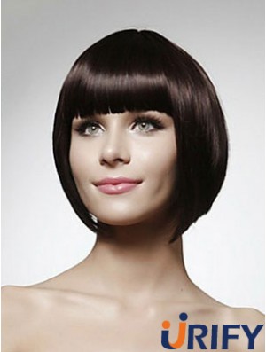 Günstige menschliche Bob Perücken Kinn Länge Bobs Cut Black Farbe Straight Style