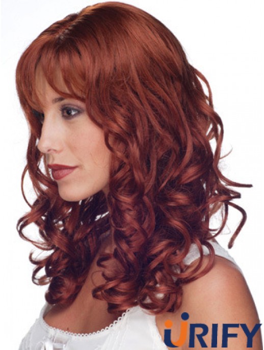 16  inchRed Remy Mensch lockig lang mit Pony Monofilament Perücke Sale UK
