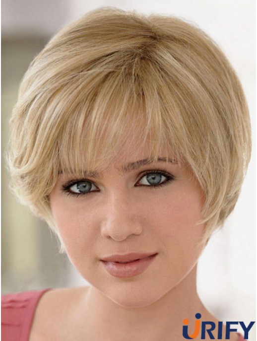 Lace Front Perücken UK Straight Style Blonde Farbe Layered Cut